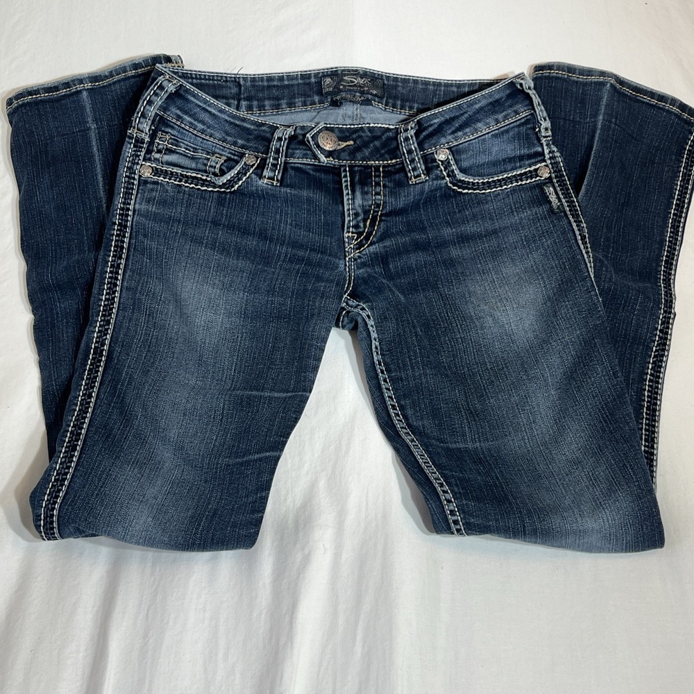 Silver Jeans Tuesday Womens Jeans 29x33 Blue Slim Bootcut Mid Rise Stretch Denim
